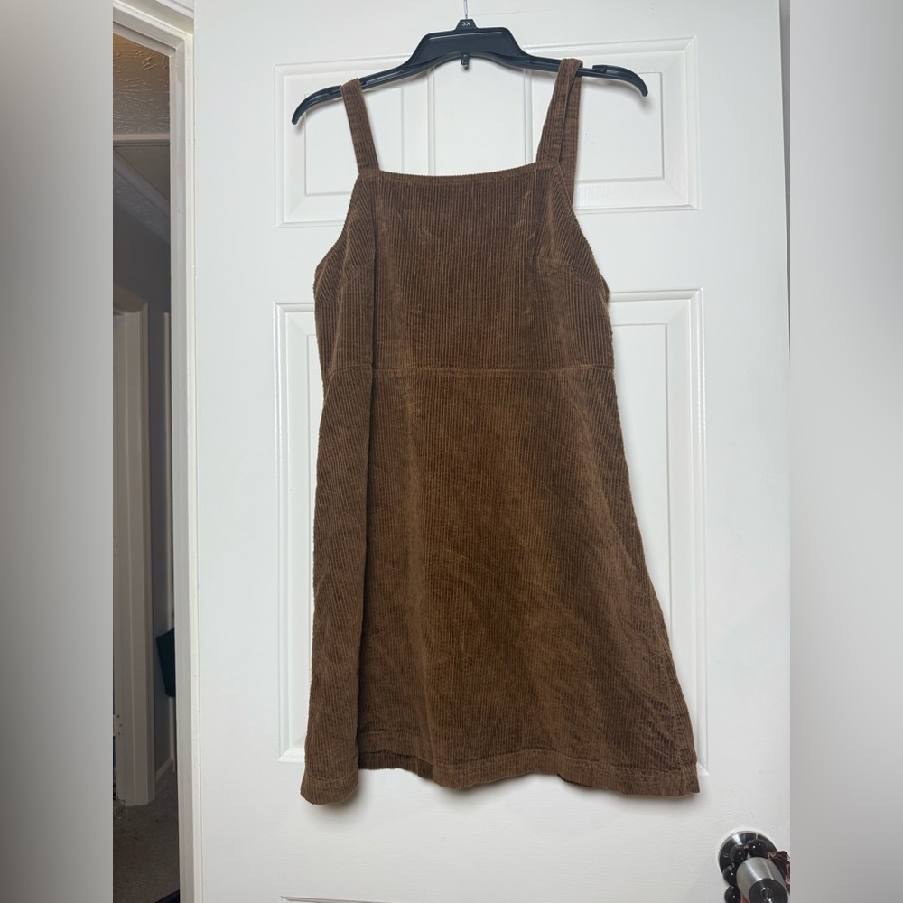 American Eagle Outfitters women's brown corduroy overall mini dress - Picture 2 of 10